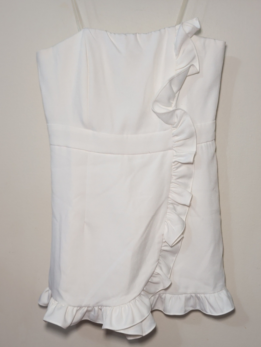 DO+BE x Pants Store White Ruffled Strapless Romper Faux Wrap Skort Womens Size L